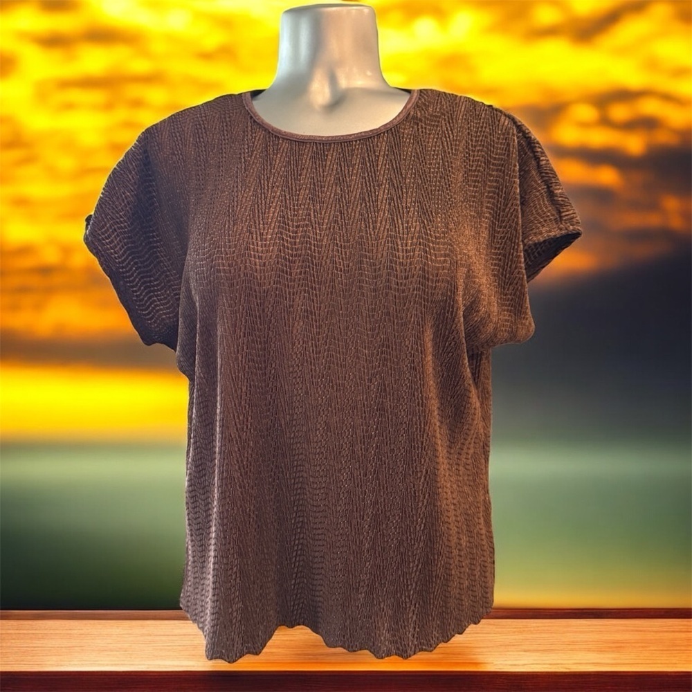 Free | Vintage Elegant Brown Short Sleeve Top - Picture 7 of 15